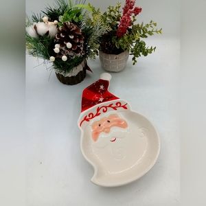 Ceramic Holiday 14"x 8" Santa Serving Platter.